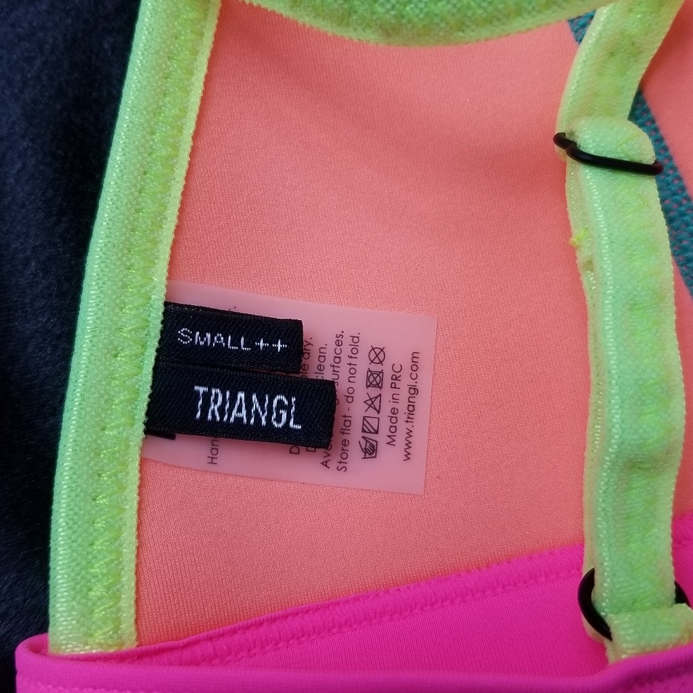 T9 Triangl bikini top teal multicolored - Picture 4 of 5